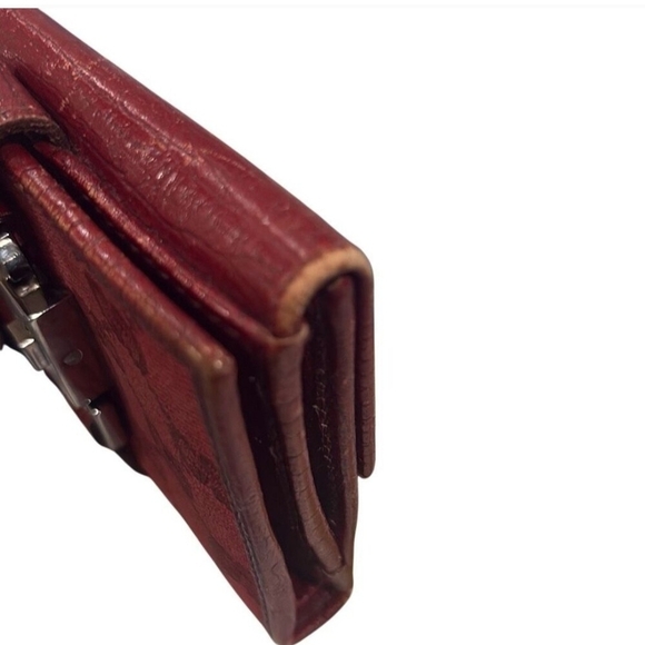 Gucci Black Monogram Red Leather Bifold Wallet Jackie O Style GG Logo ( GOOD CON - Picture 3 of 10